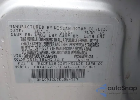 2019 Nissan Kicks Sv from USA, damaged, VIN 3N1CP5CU7KL564919